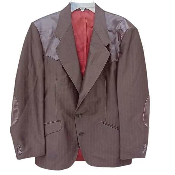 Alamo Made in Mexico Brown Western Rodeo Blazer Leather Accents Men Size 42R - Picture 1 of 16